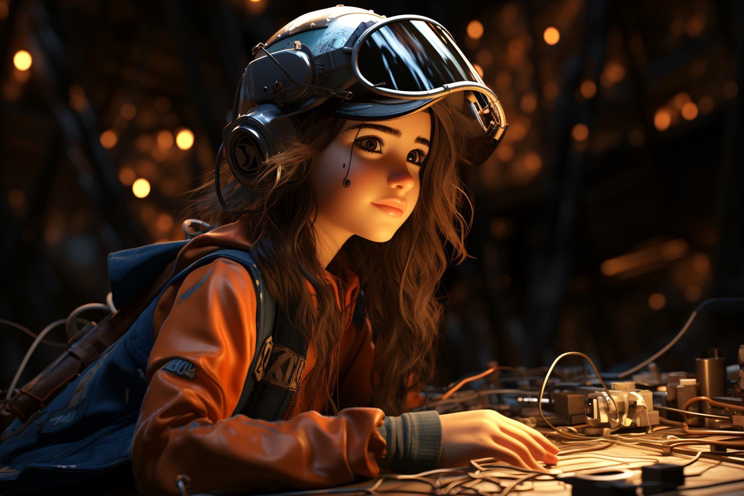 3D Character Child Girl Welder with relevant environment 2