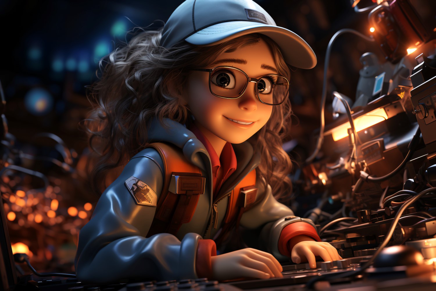 3D Character Child Girl Welder with relevant environment 4