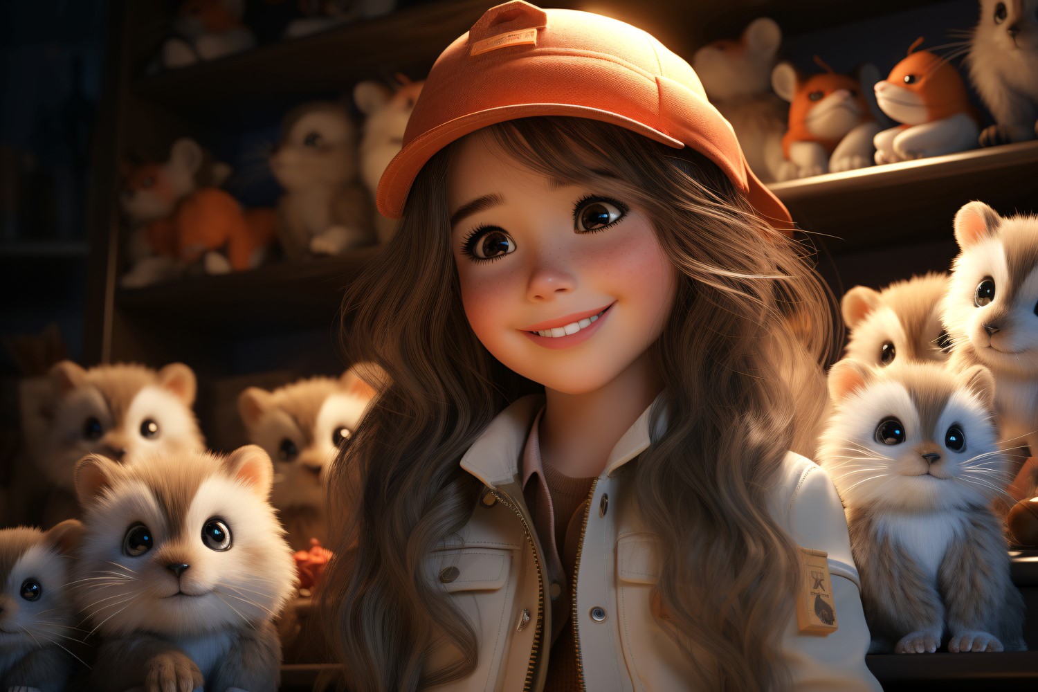 3D Character Child Girl Zoologist with relevant environment 1