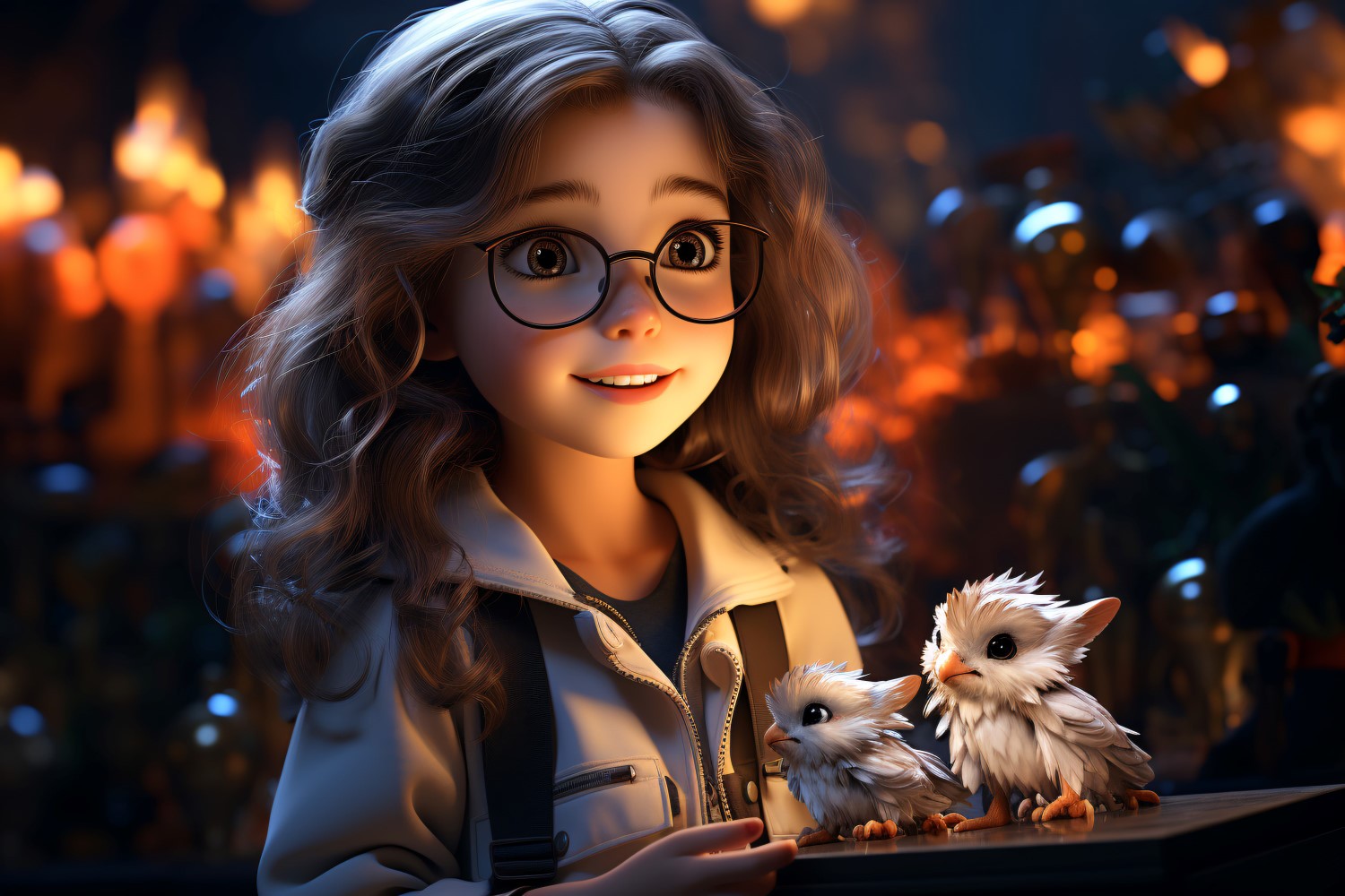 3D Character Child Girl Zoologist with relevant environment 2