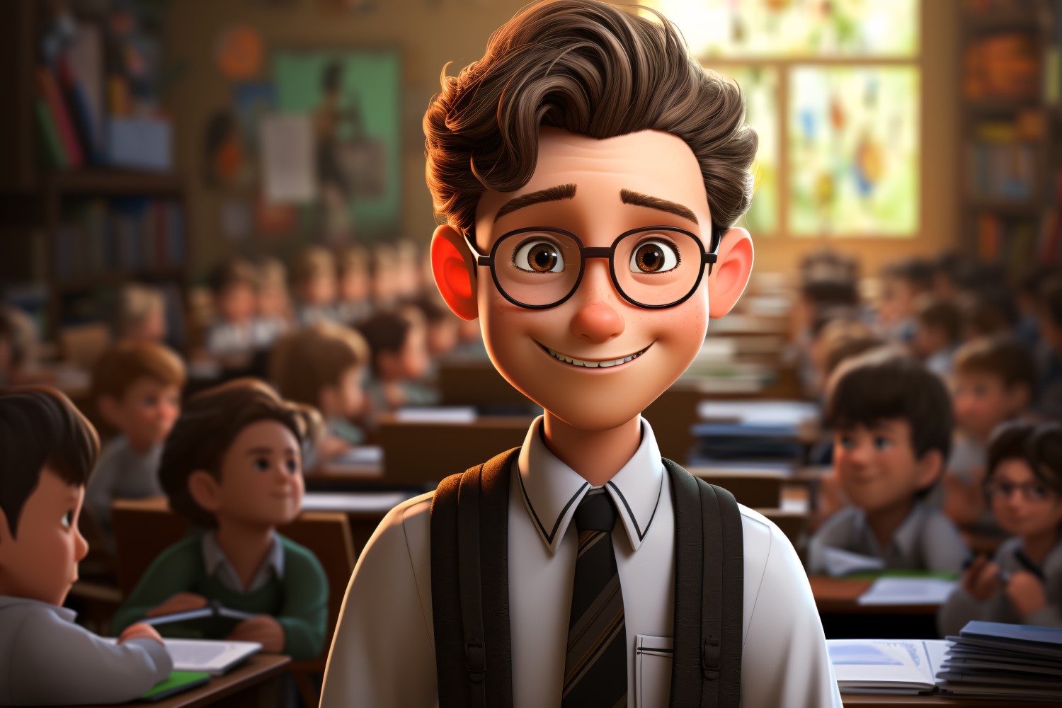 3D Character Child Boy Teacher with relevant environment 8