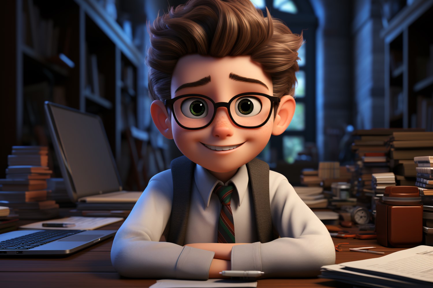 3D Character Child Boy Accountant with relevant environment 1