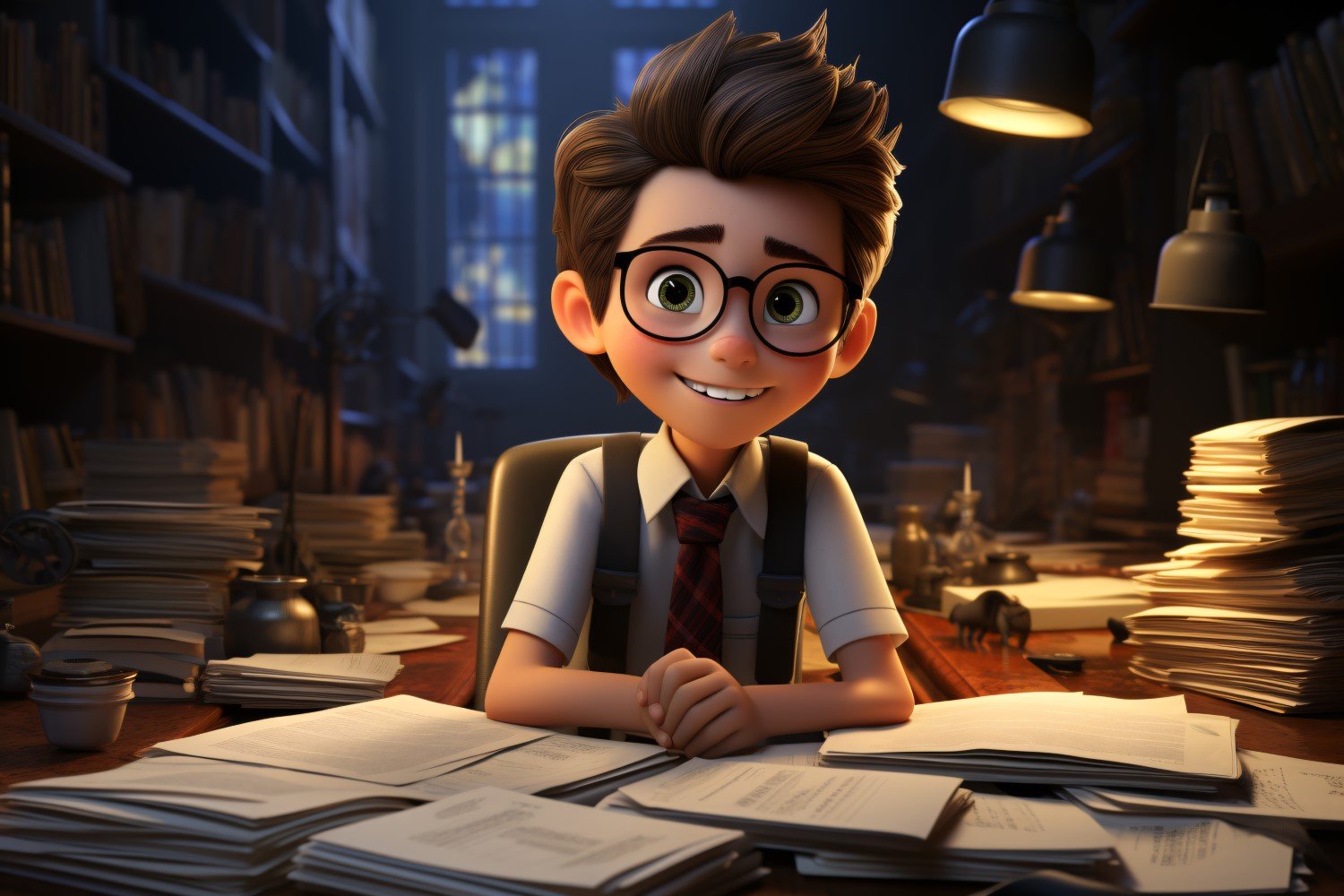 3D Character Child Boy Accountant with relevant environment 2