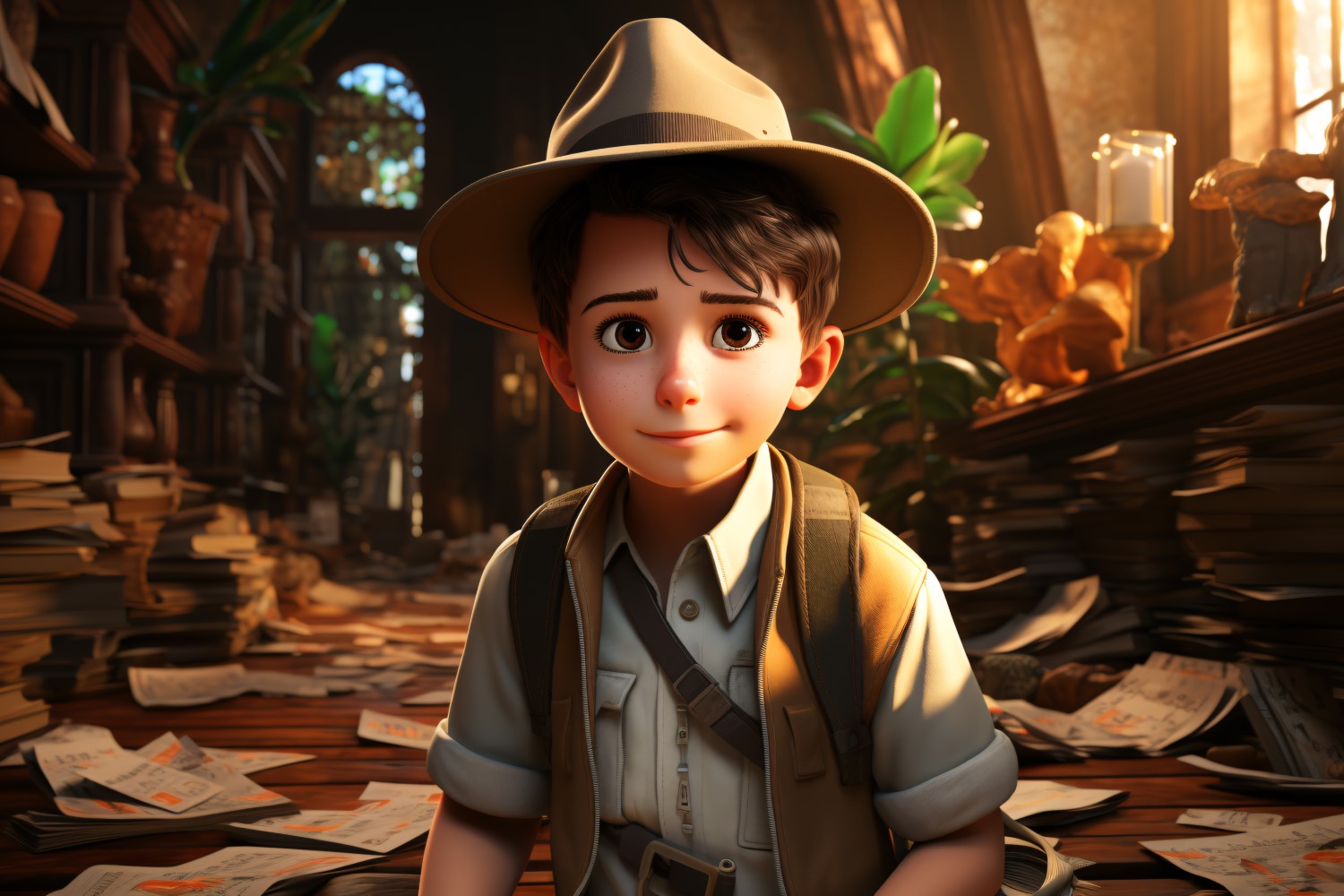 3D Character Boy Archaeologist with relevant environment 1