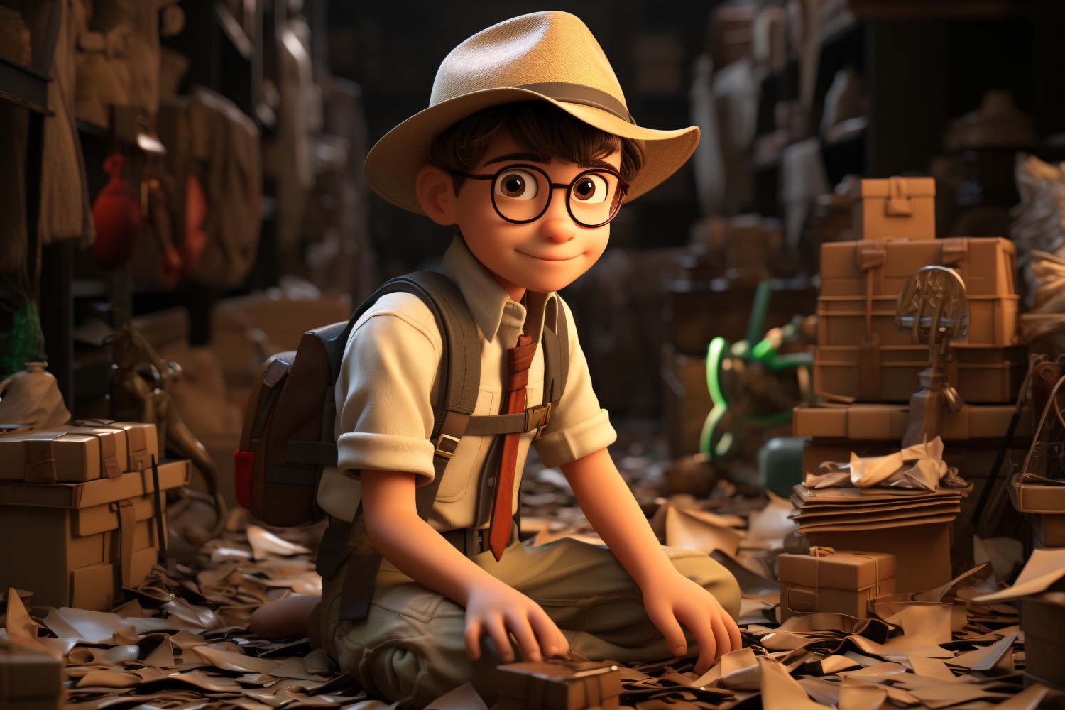 3D Character Boy Archaeologist with relevant environment 2