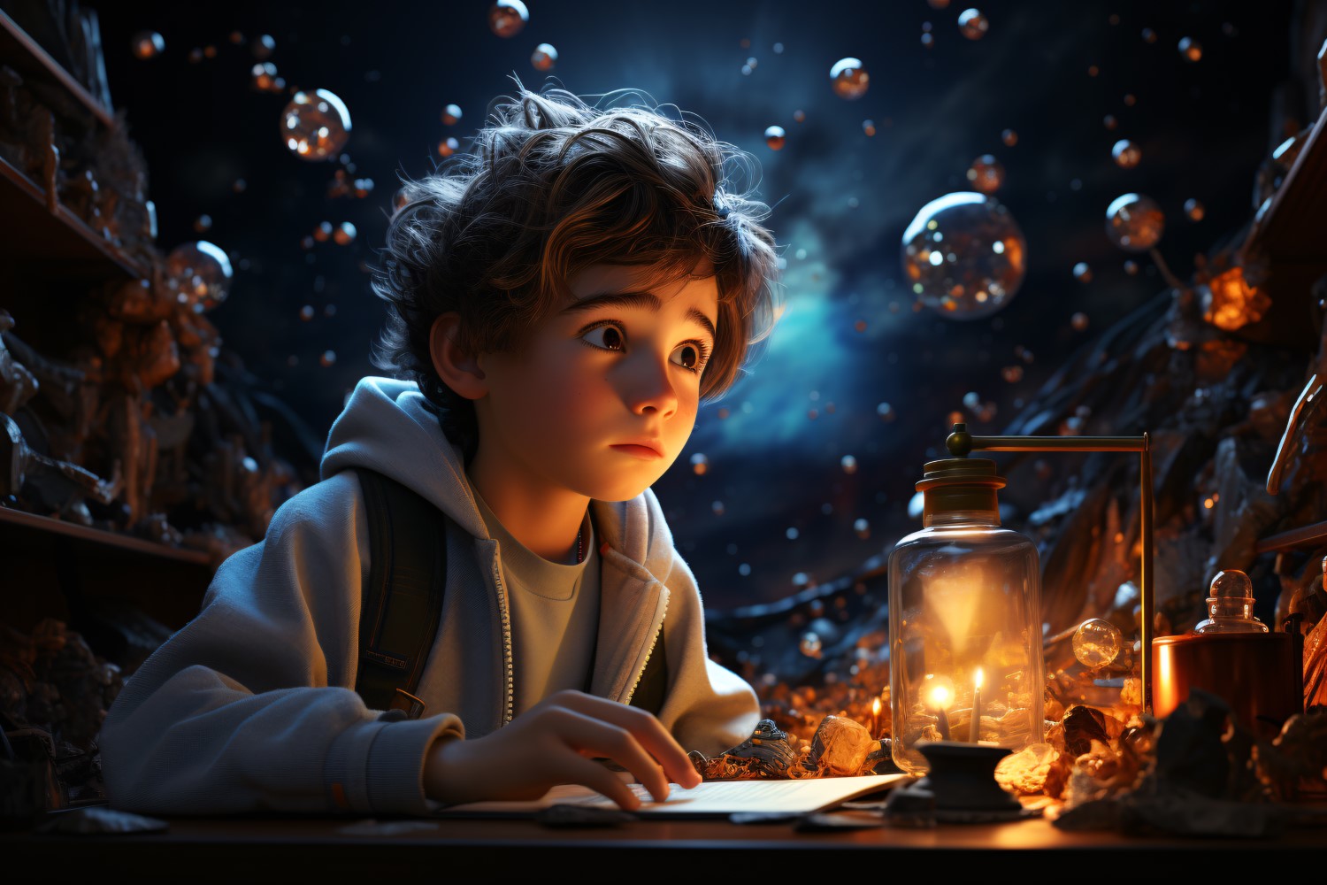 3D Character Child Boy Astronomer with relevant environment 1