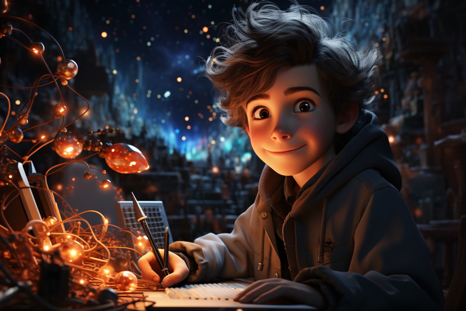 3D Character Child Boy Astronomer with relevant environment 2