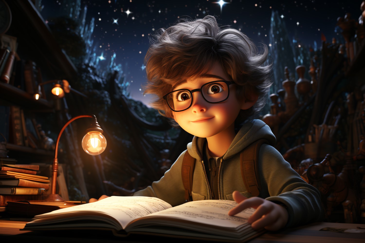 3D Character Child Boy Astronomer with relevant environment 3