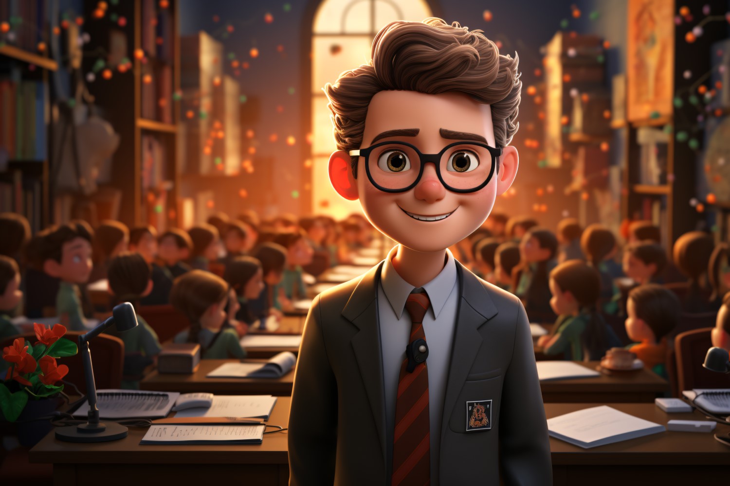 3D Character Child Boy Teacher with relevant environment 1.