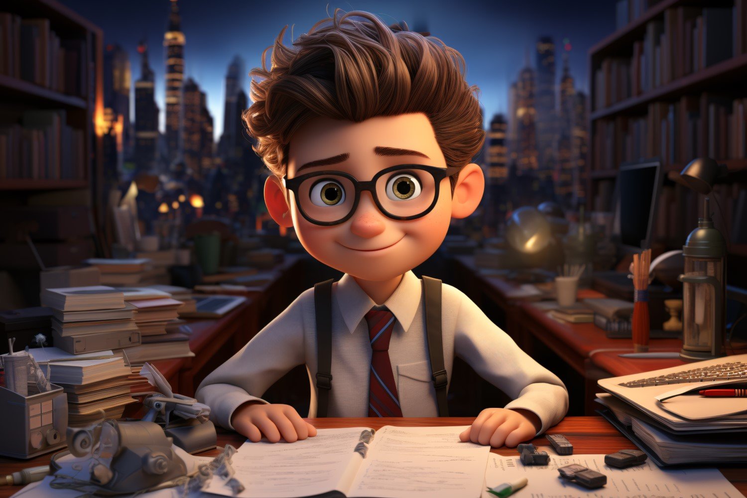 3D Character Child Boy Accountant with relevant environment 4.