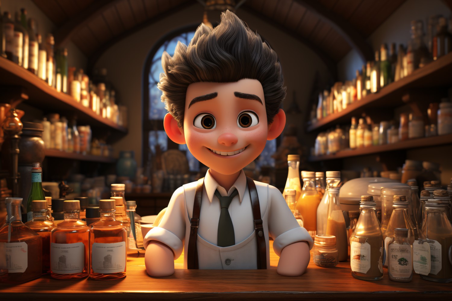 3D Character Child Boy Bartender with relevant environment 1