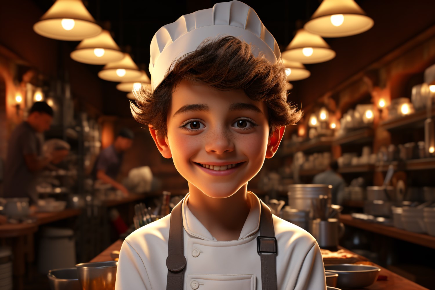 3D pixar Character Child Boy Chef with relevant environment 3