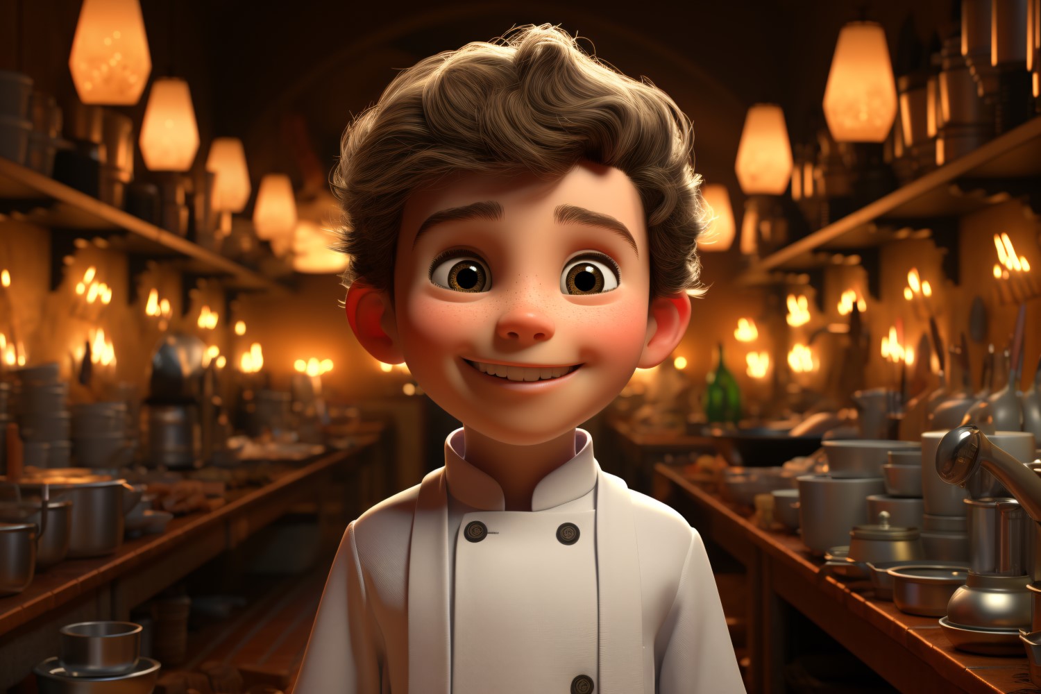 3D pixar Character Child Boy Chef with relevant environment 6