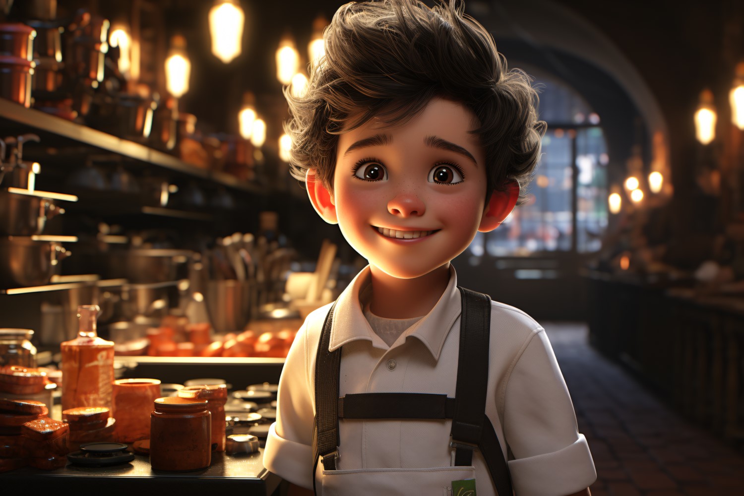 3D pixar Character Child Boy Chef with relevant environment 8