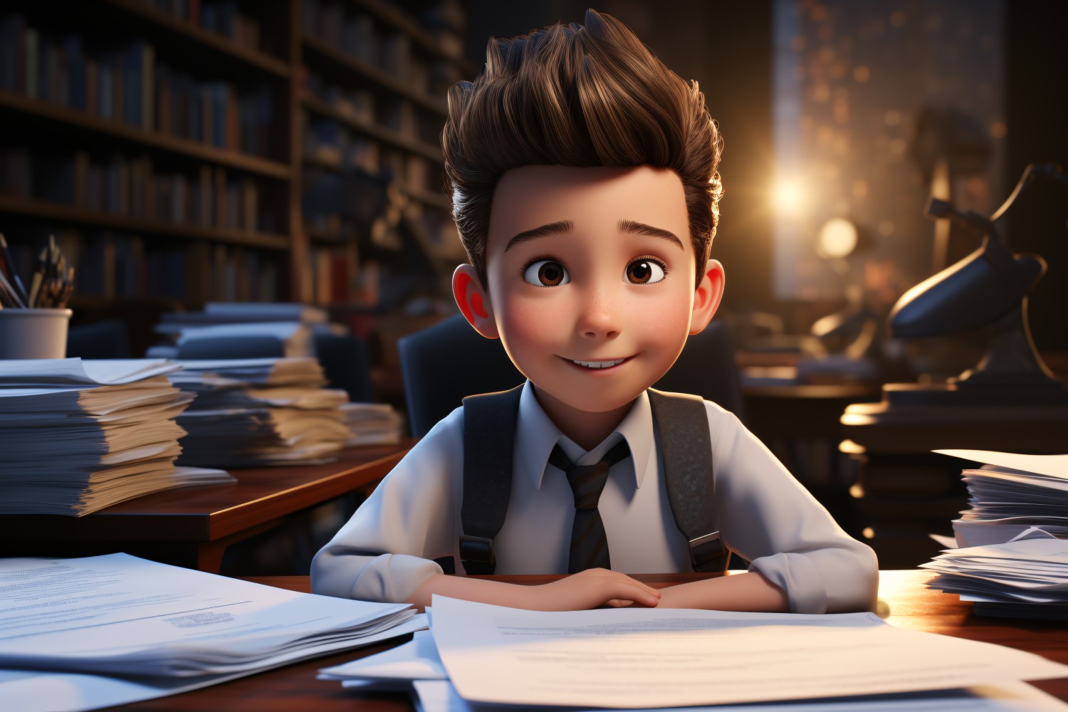 3D Character Child Boy Economist with relevant environment 1