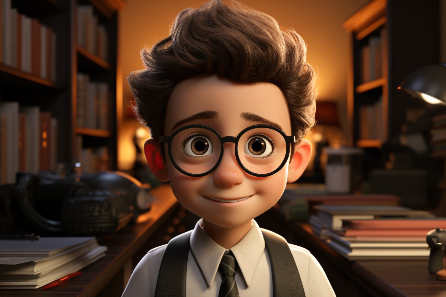 3D Character Child Boy Economist with relevant environment 4