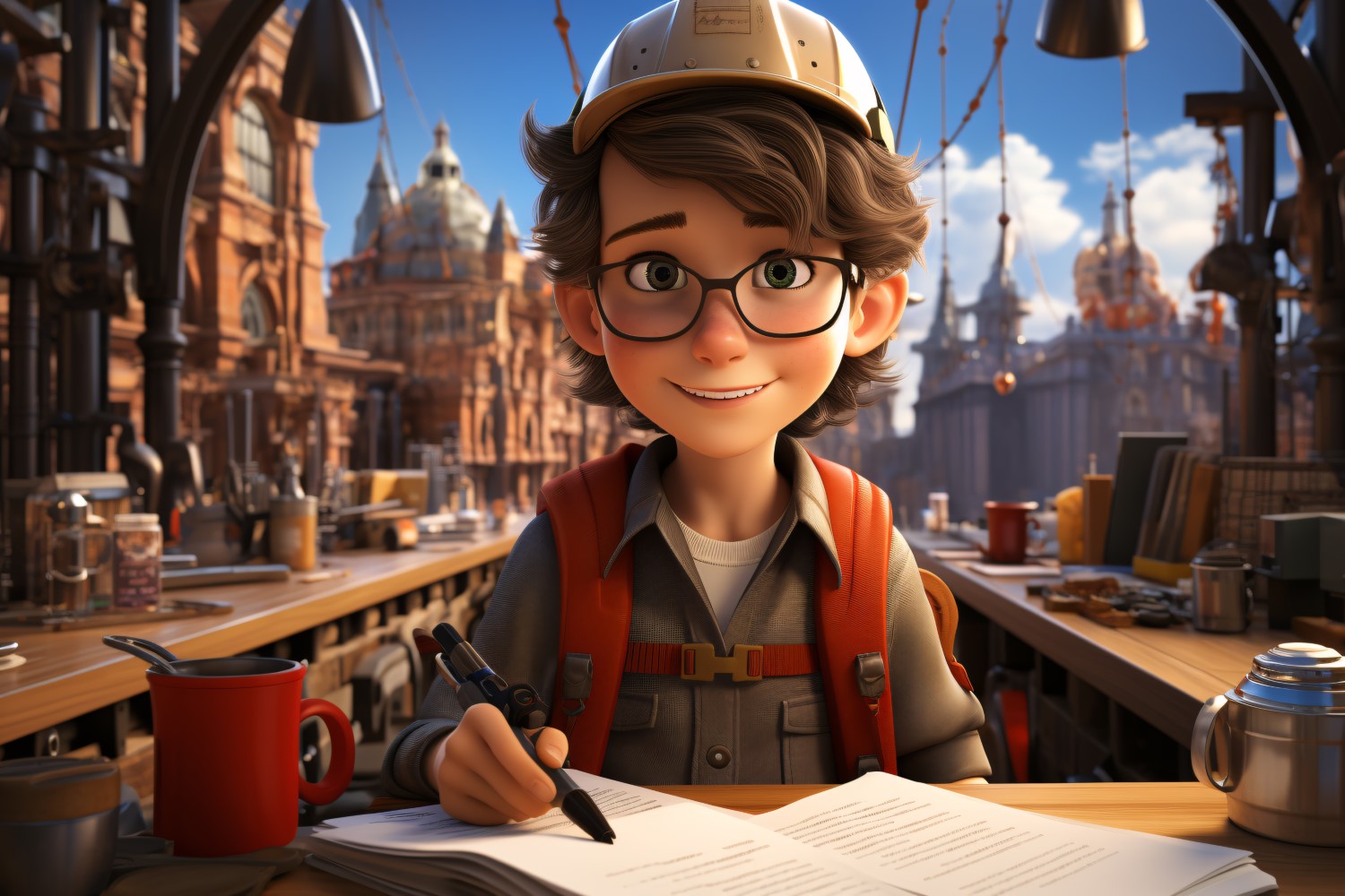 3D Character Child Boy Engineer with relevant environment 1