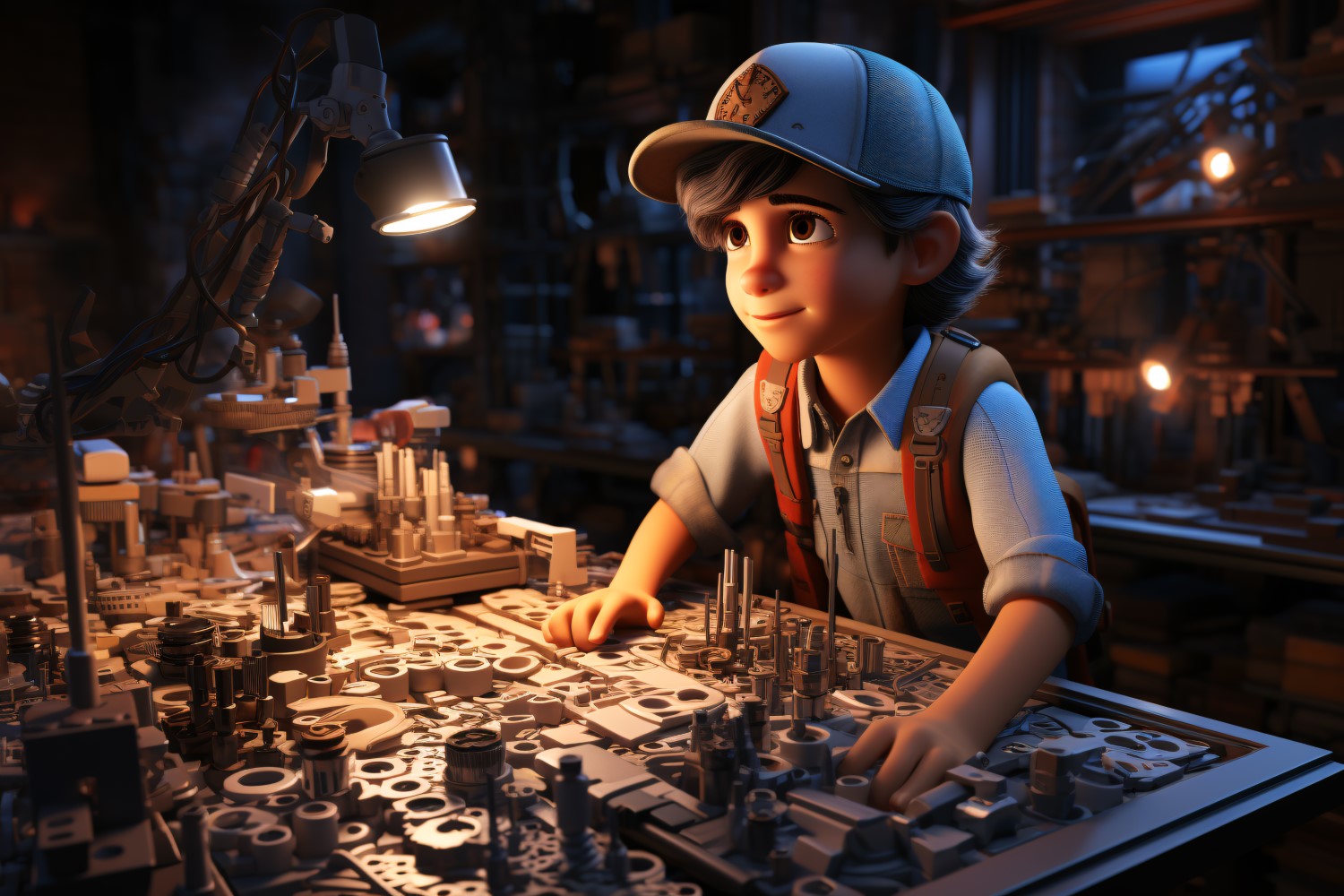 3D Character Child Boy Engineer with relevant environment 2