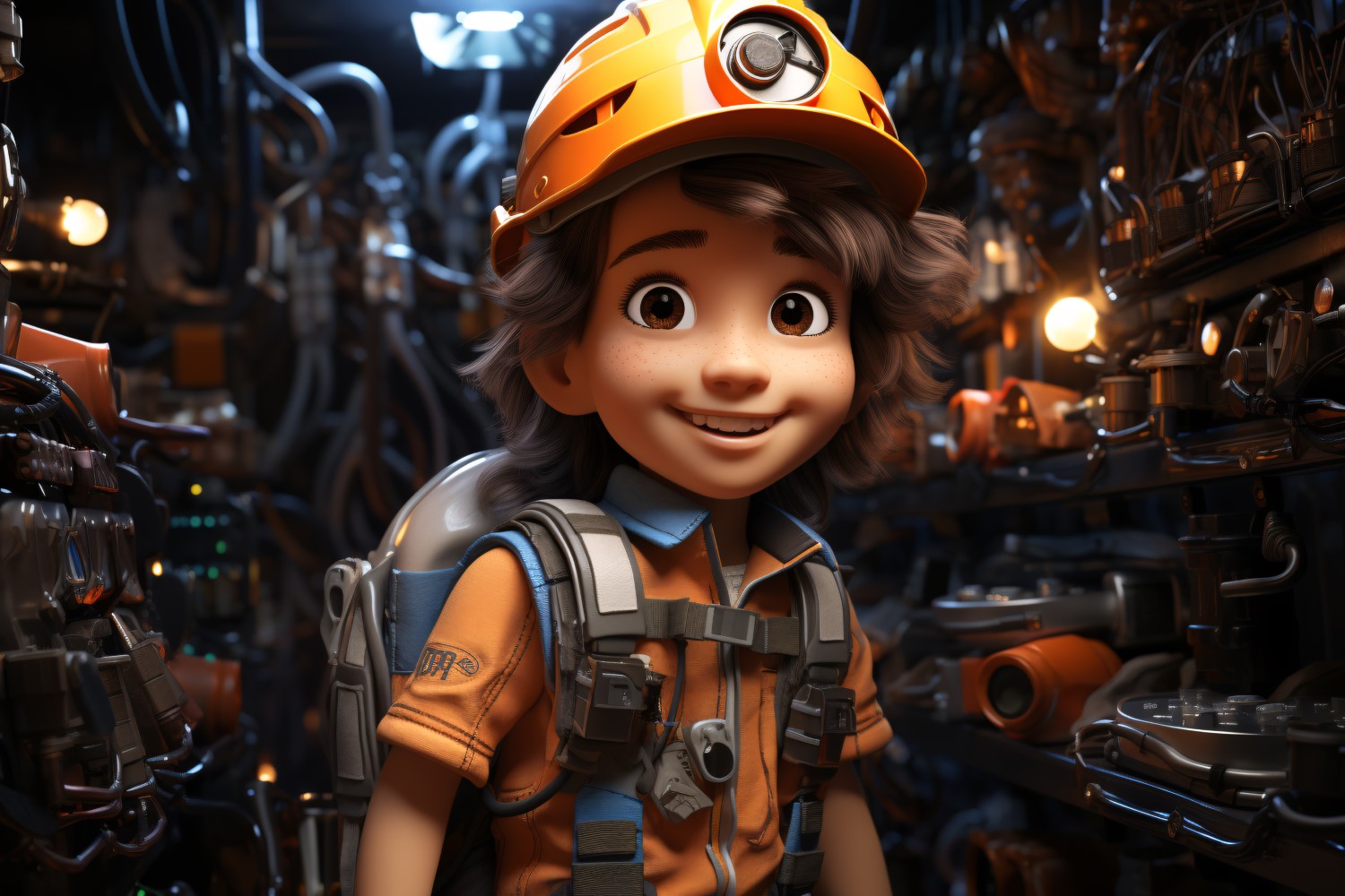 3D Character Child Boy Engineer with relevant environment 3