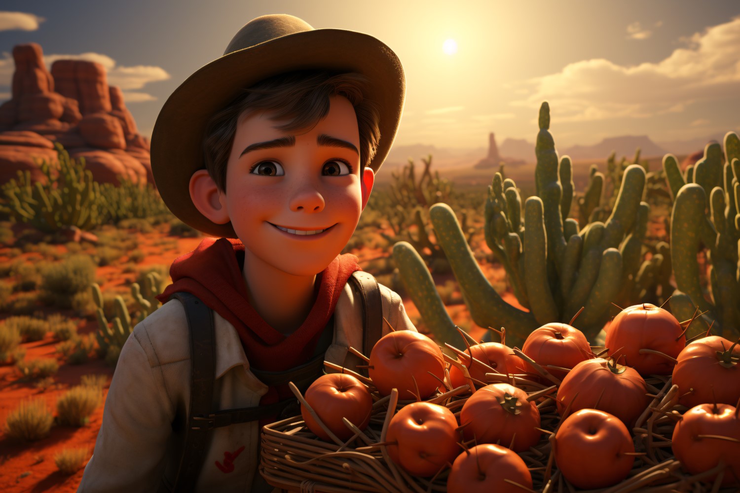 3D Character Child Boy Farmer with relevant environment 1