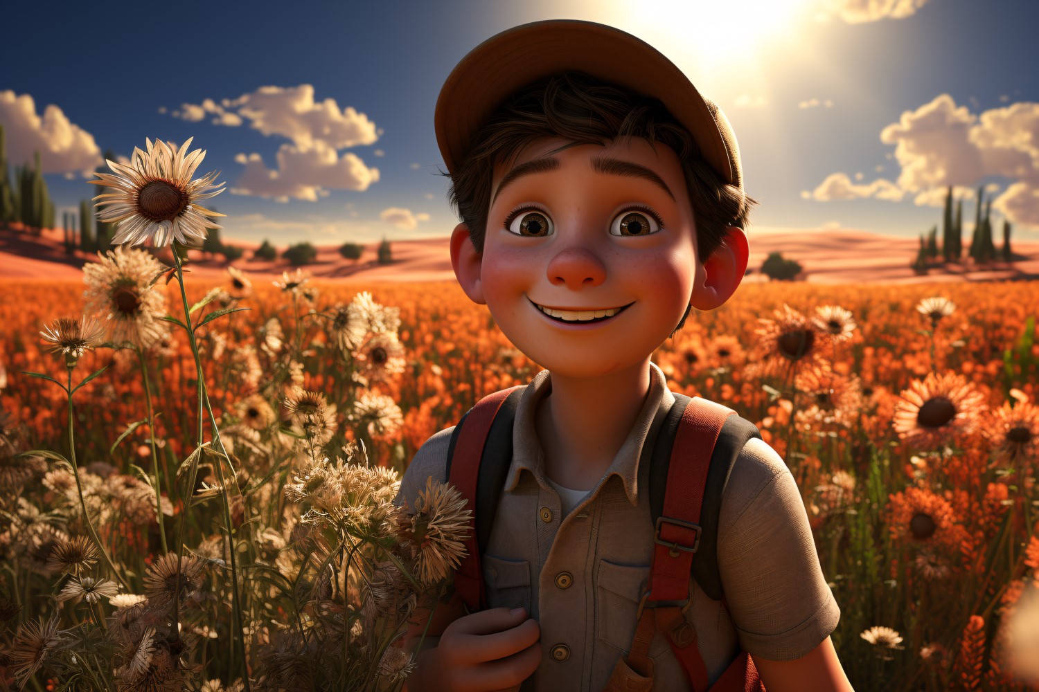 3D Character Child Boy Farmer with relevant environment 3