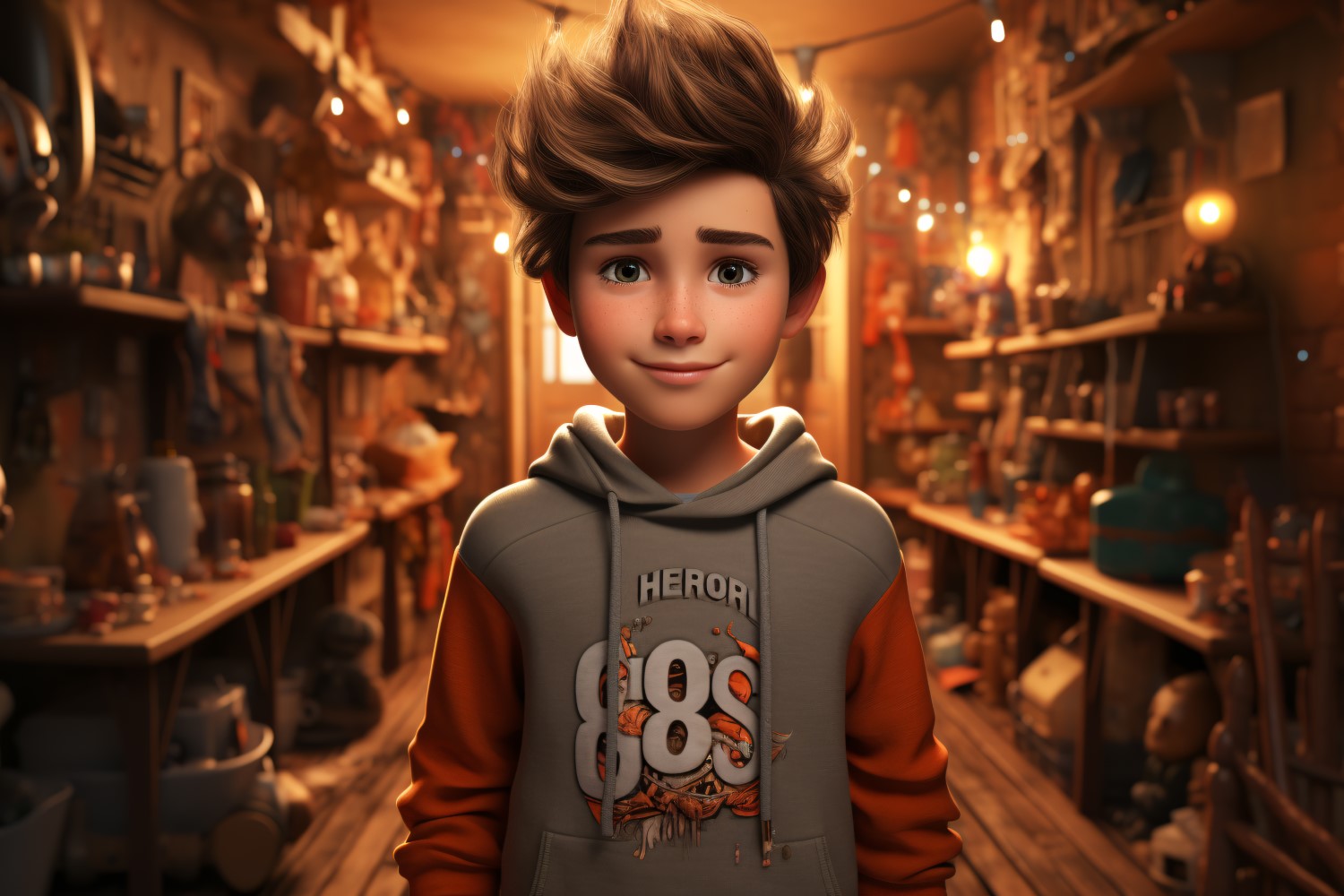 3D Character Child Boy fashion artist with relevant environment 3