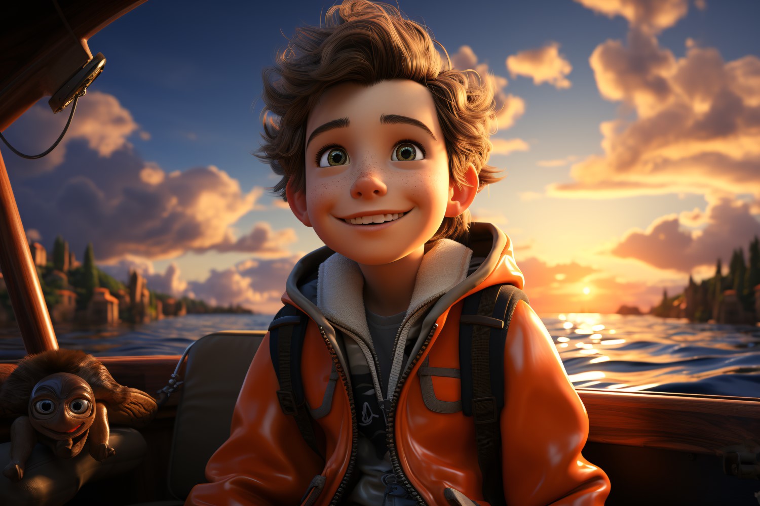 3D Character Child Boy Fisherman with relevant environment 3