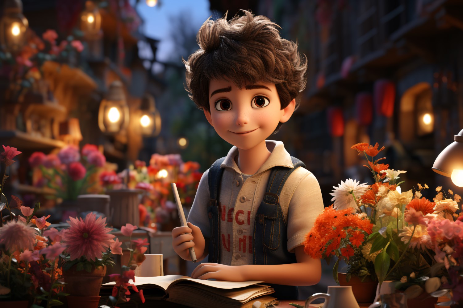 3D Character Child Boy Florist with relevant environment 1