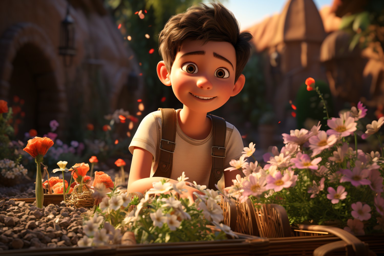 3D Character Child Boy gardener with relevant environment 1