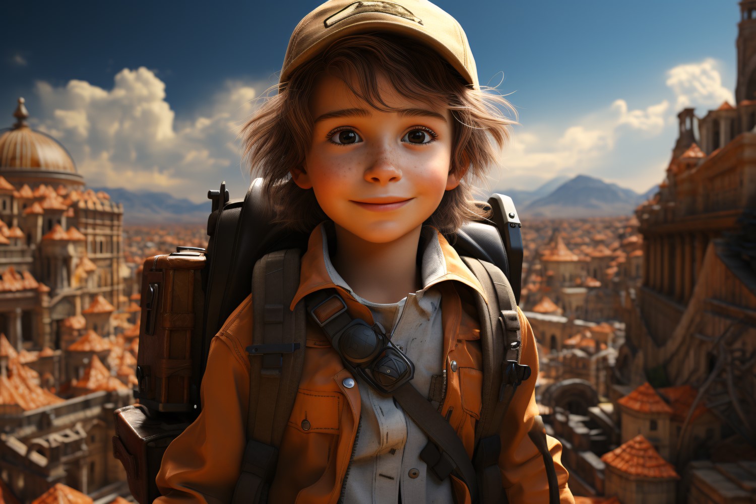 3D Character Child Boy Geologist with relevant environment 3