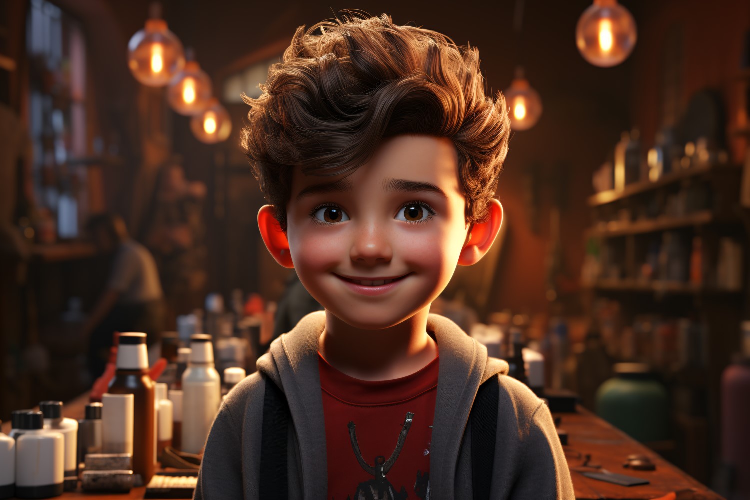 3D Character Child Boy Hairdresser with relevant environment 1