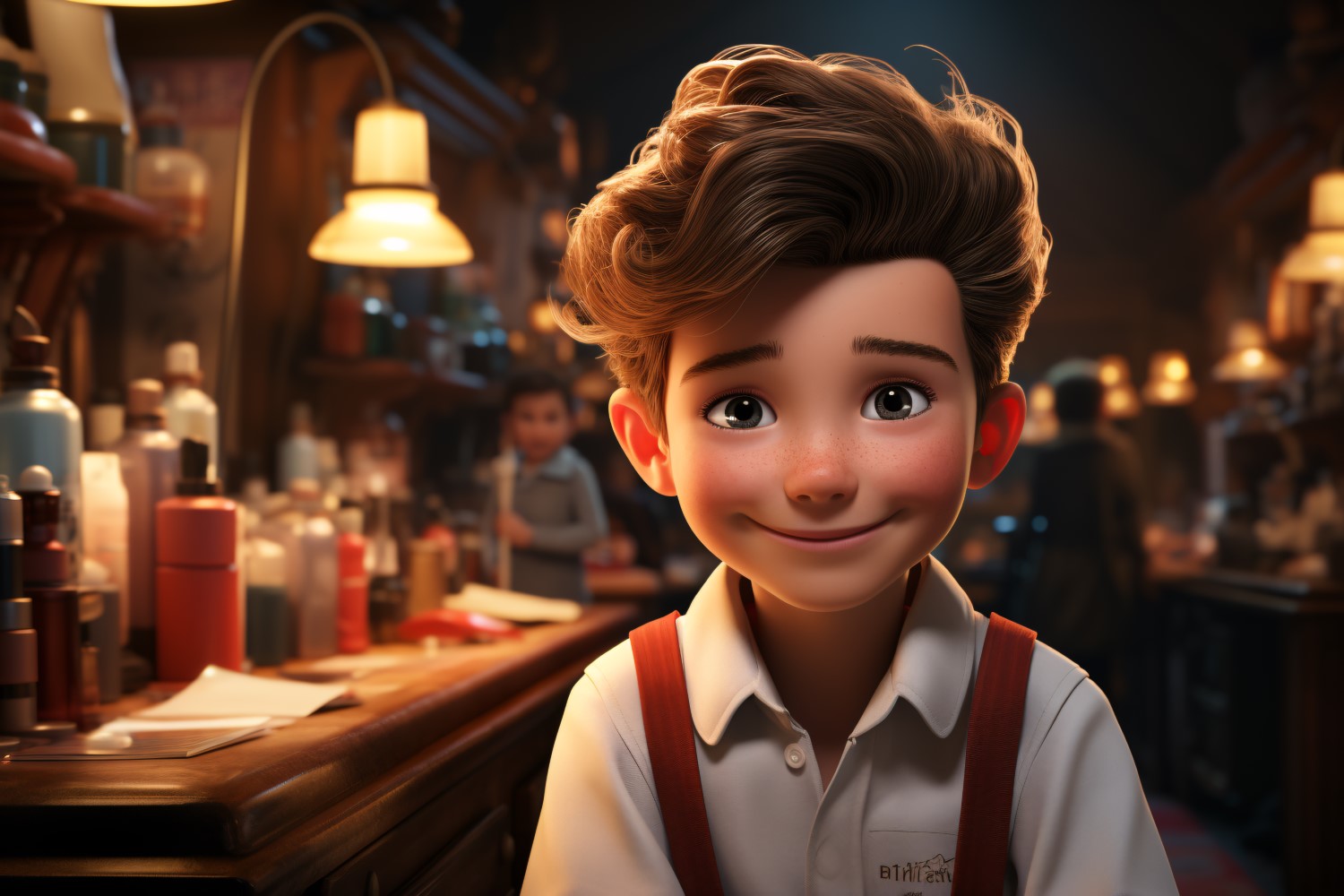 3D Character Child Boy Hairdresser with relevant environment 2