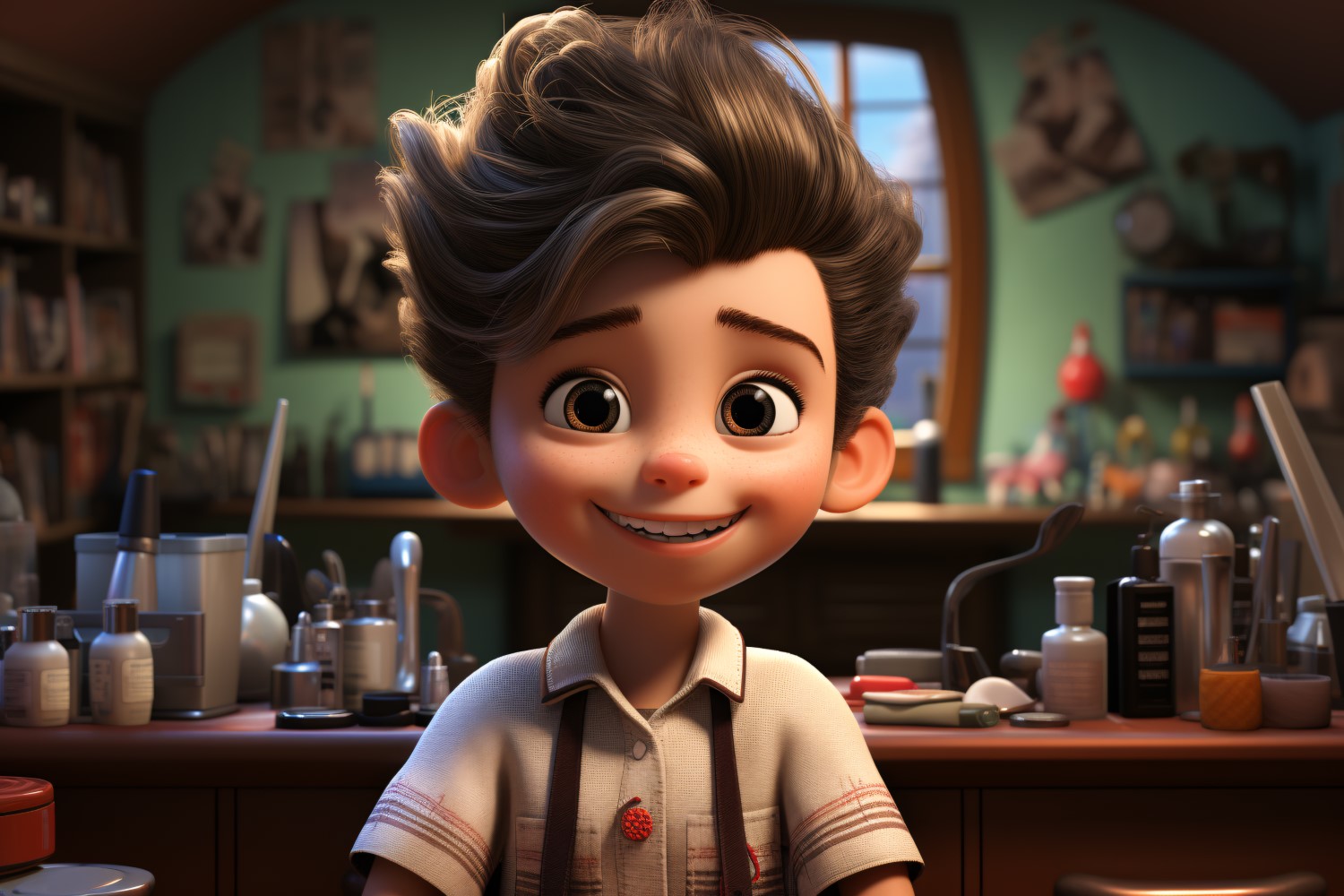 3D Character Child Boy Hairdresser with relevant environment 3