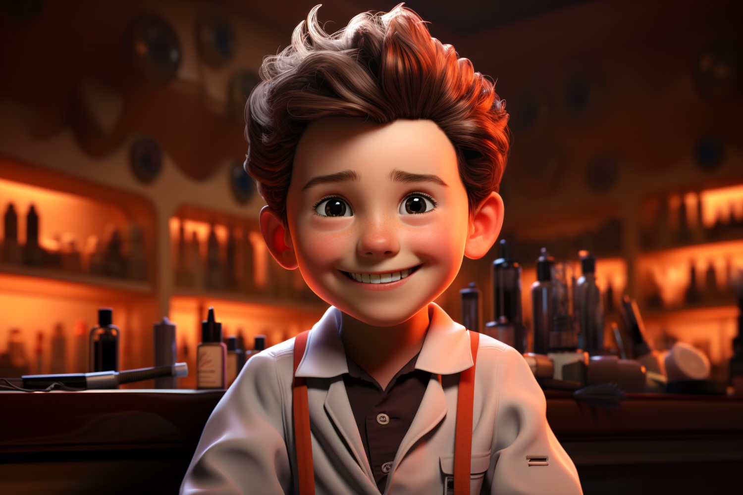 3D Character Child Boy Hairdresser with relevant environment 4