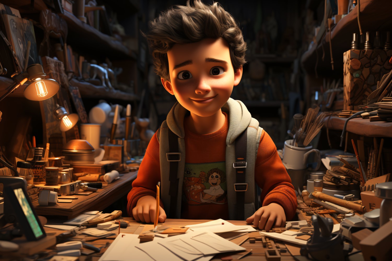 3D Character Child Boy Carpenter with relevant environment 4.