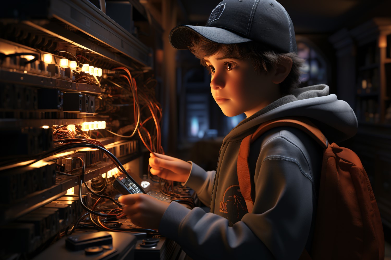 3D Character Child Boy Electrician with relevant environment 3.