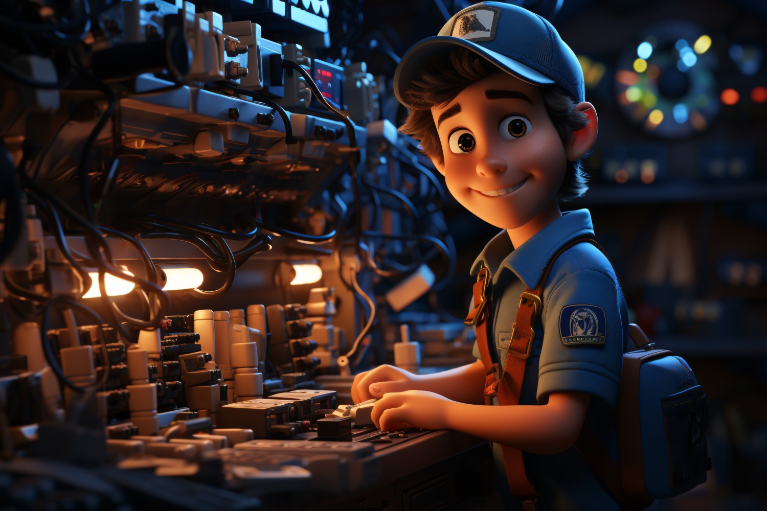 3D Character Child Boy Electrician with relevant environment 4.