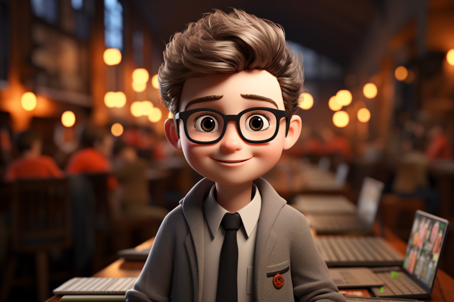 3D Character Child Boy Journalist with relevant environment 2