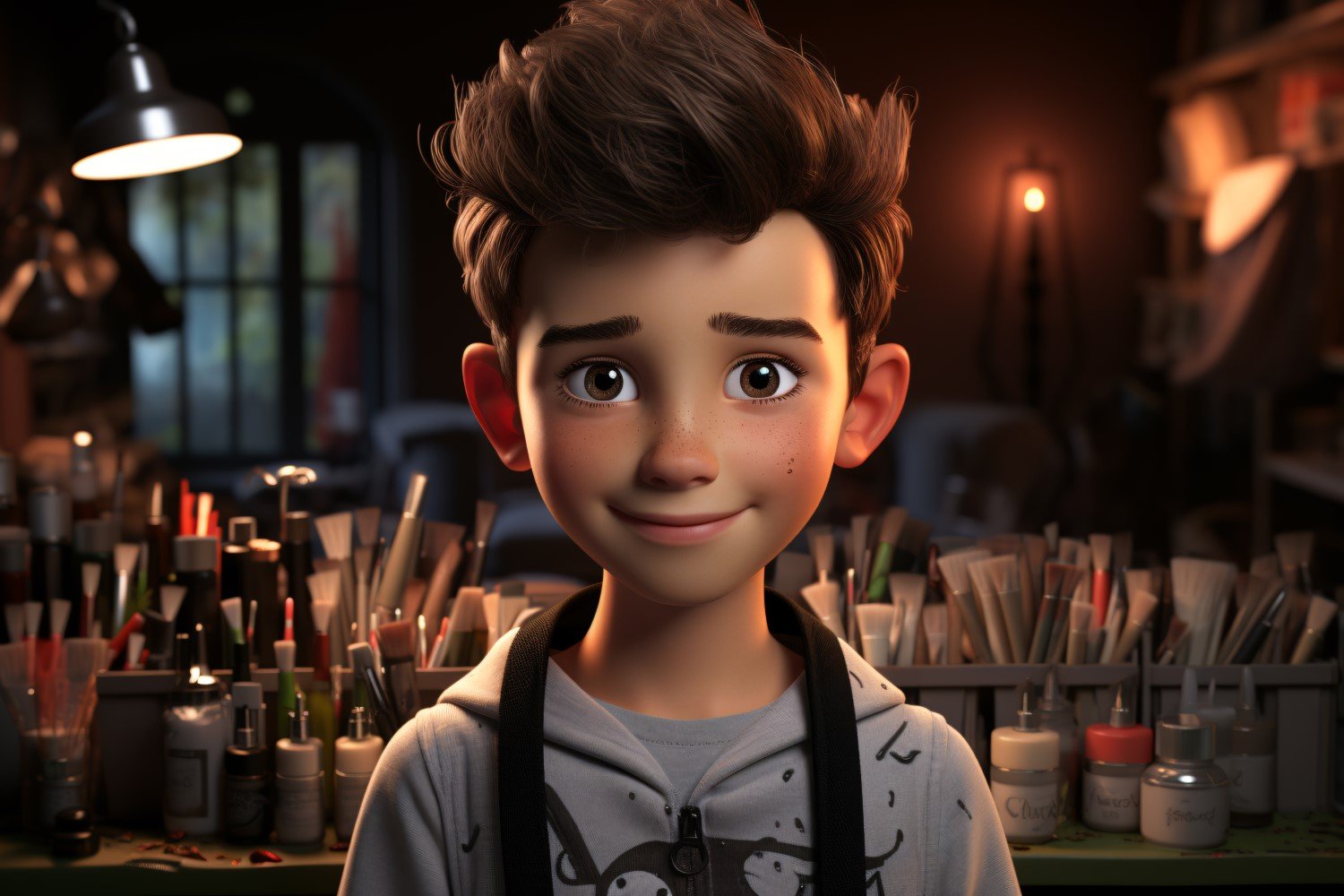 3D Character Boy Makeup_Artist with relevant environment 1