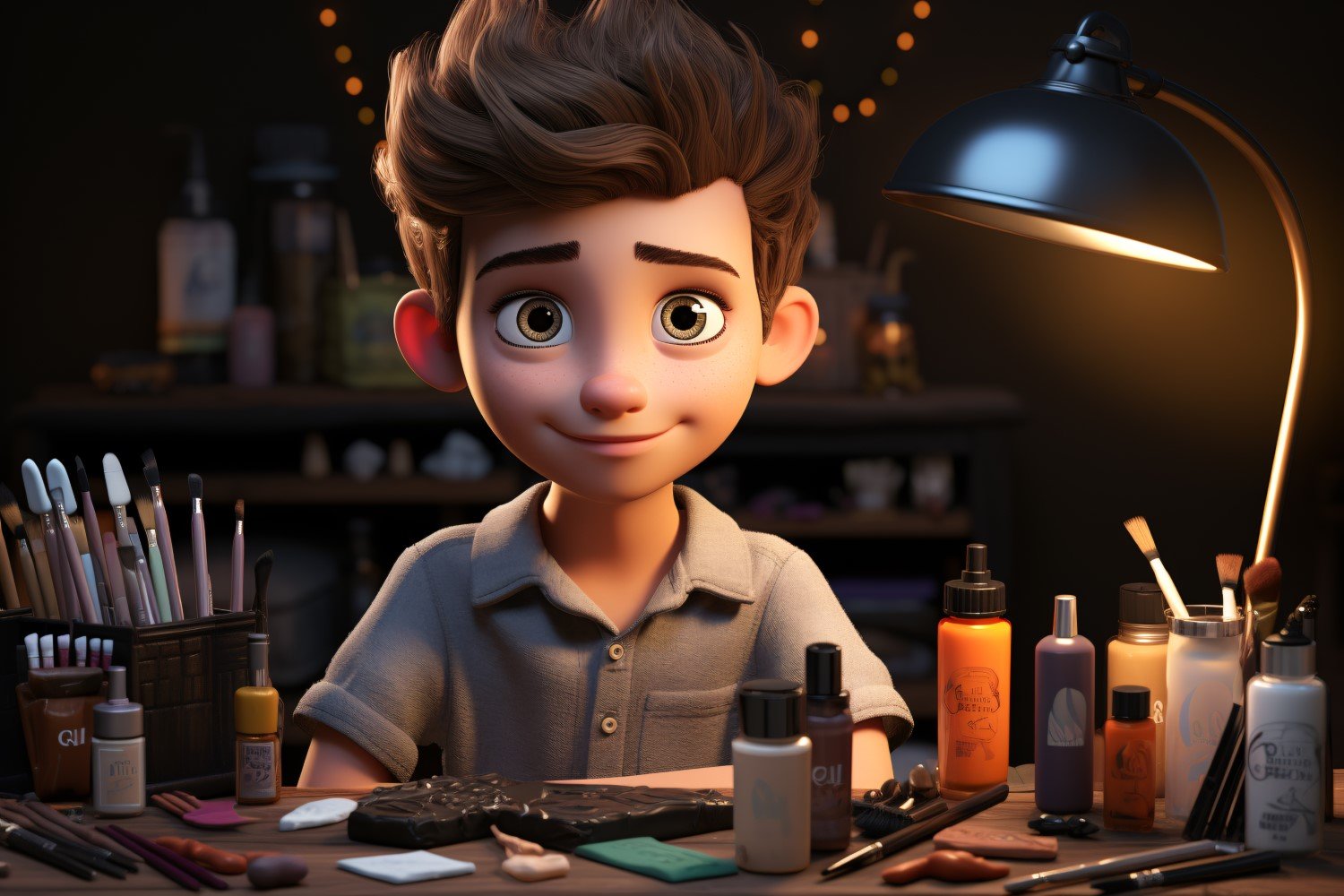 3D Character Boy Makeup_Artist with relevant environment 4