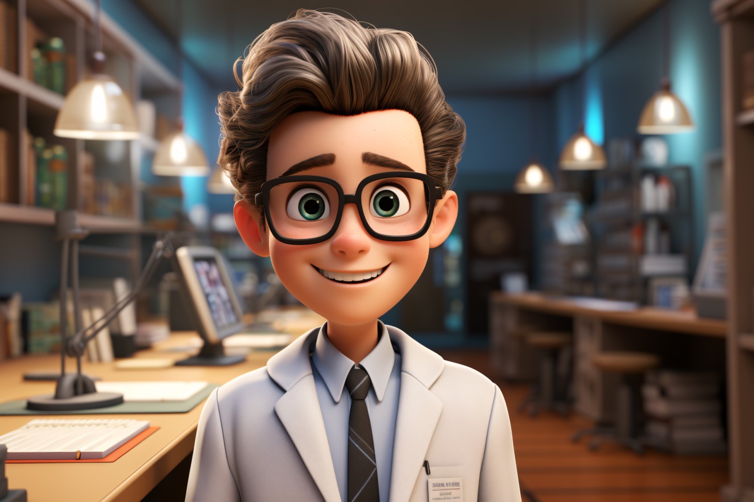 3D Character Child Boy Optometrist with relevant environment 1