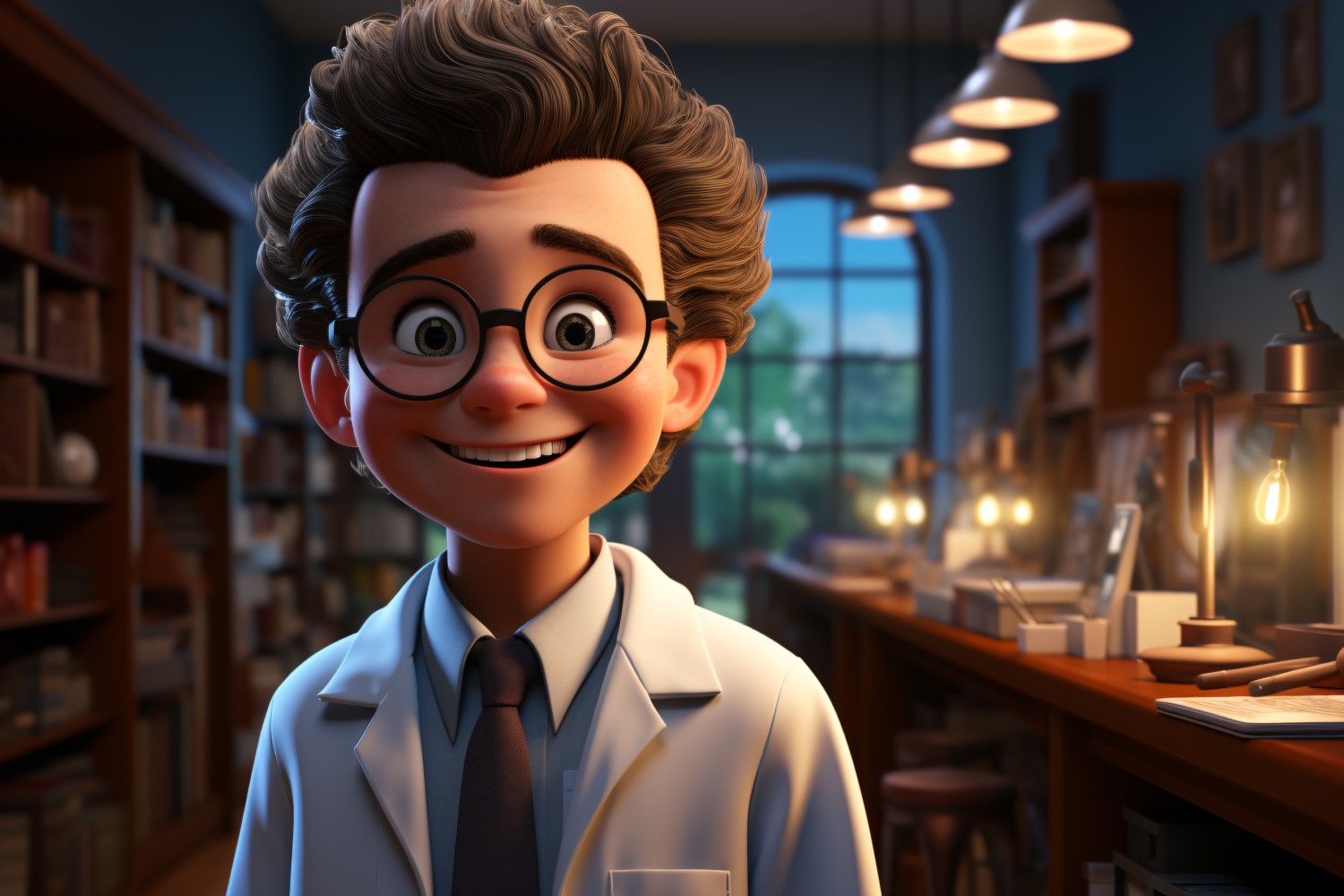 3D Character Child Boy Optometrist with relevant environment 3