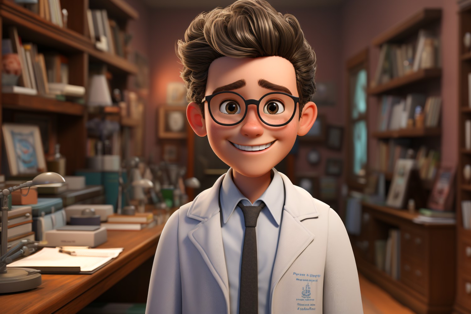 3D Character Child Boy Optometrist with relevant environment 4