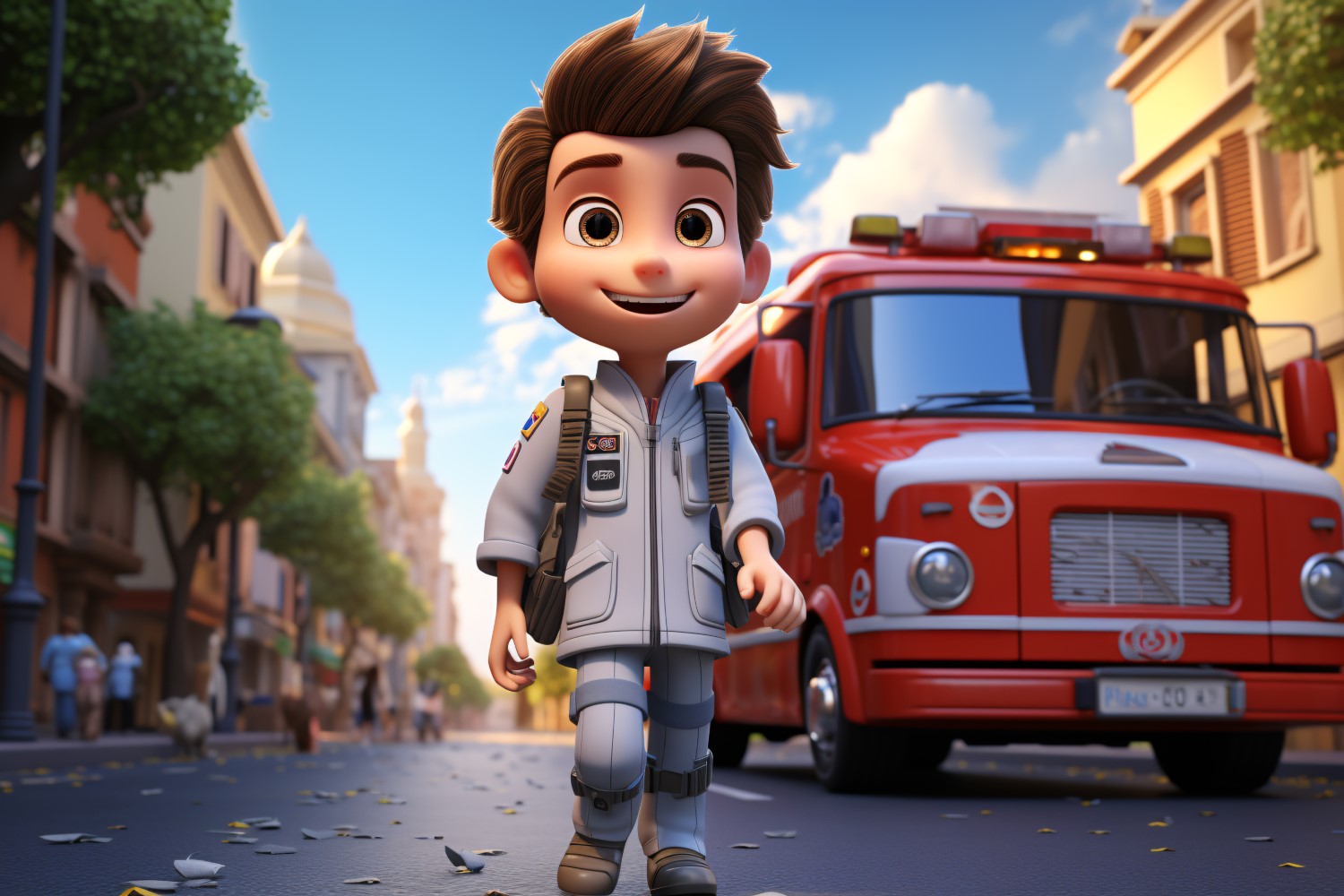 3D Character Child Boy Paramedic with relevant environment 1