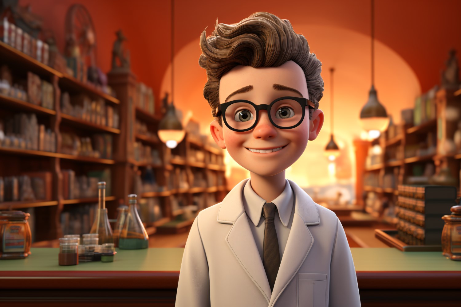 3D Character Child Boy Pharmacist with relevant environment 1