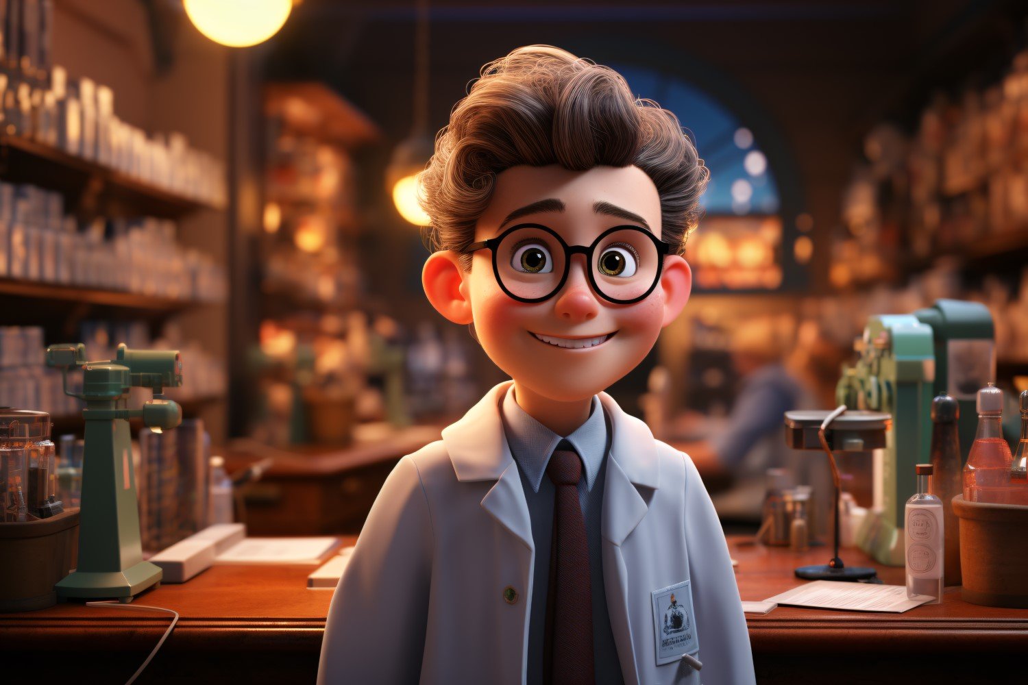 3D Character Child Boy Pharmacist with relevant environment 3