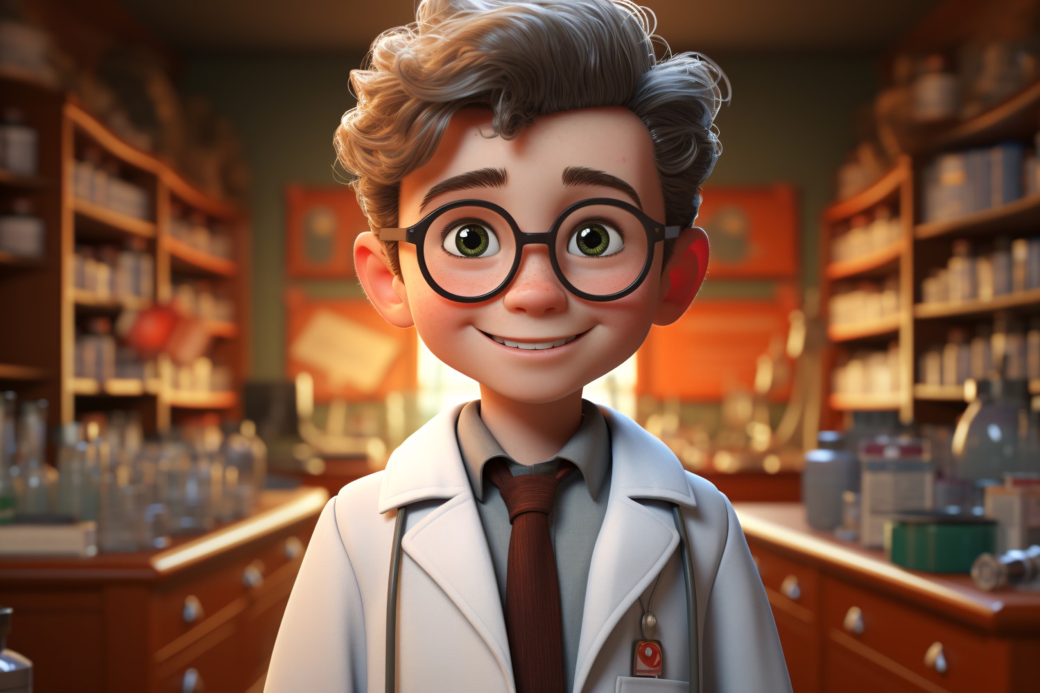 3D Character Child Boy Pharmacist with relevant environment 4