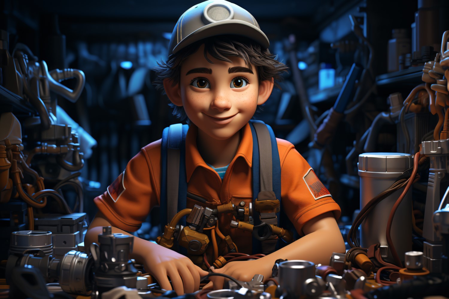 3D Character Child Boy plumber with relevant environment 4