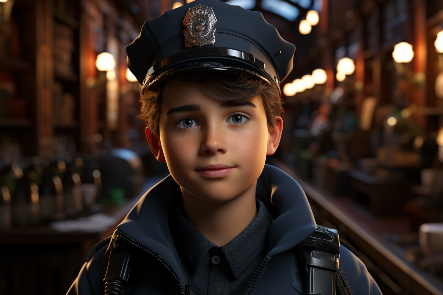 3D Character Boy Police_Officer with relevant environment 1