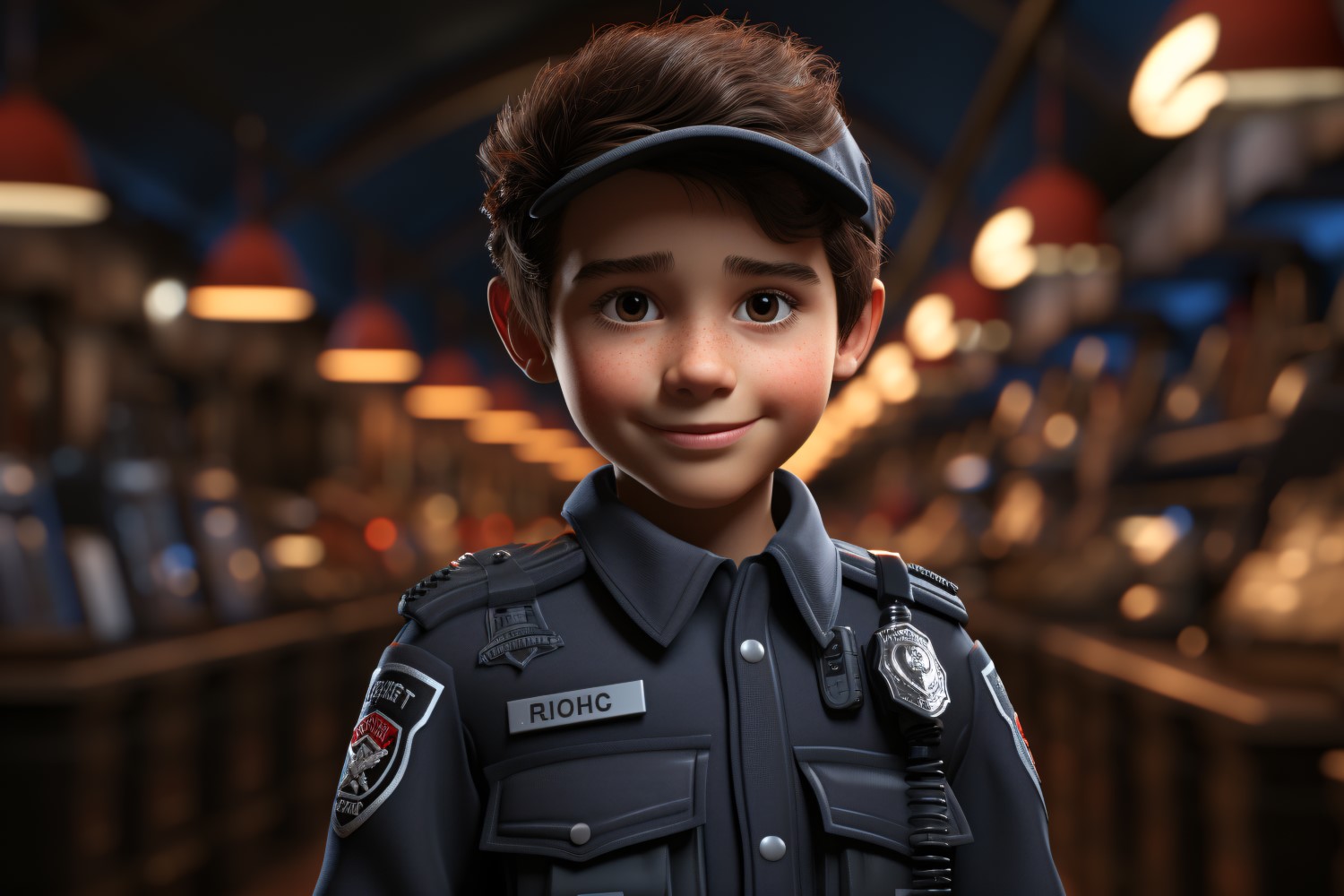 3D Character Boy Police_Officer with relevant environment 2